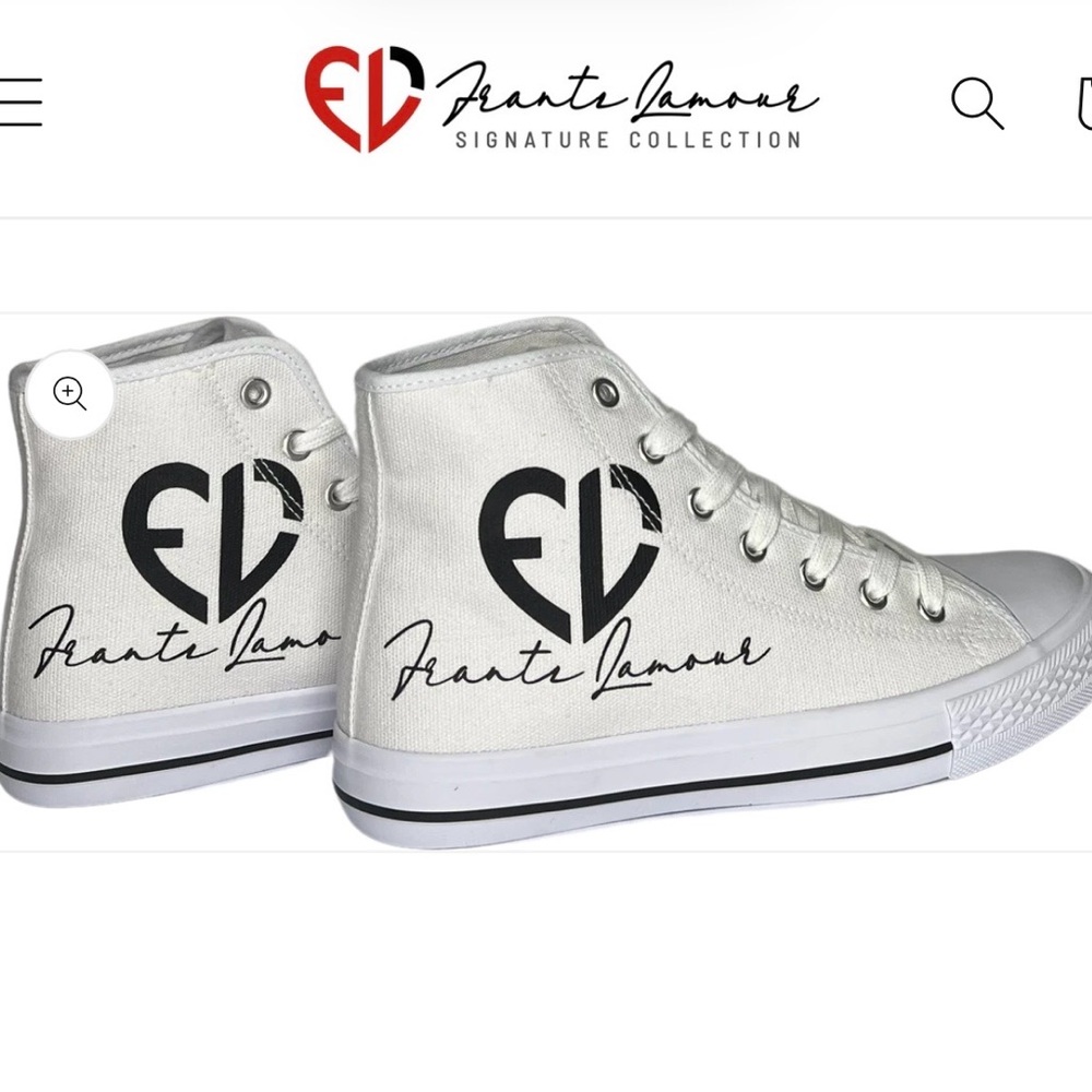 Frantz Lamour signature White High-Top Sneakers with Black Logo